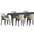 Modern Sleek Dining Table Set With Black Table And Beige Chairs For Home 3d model