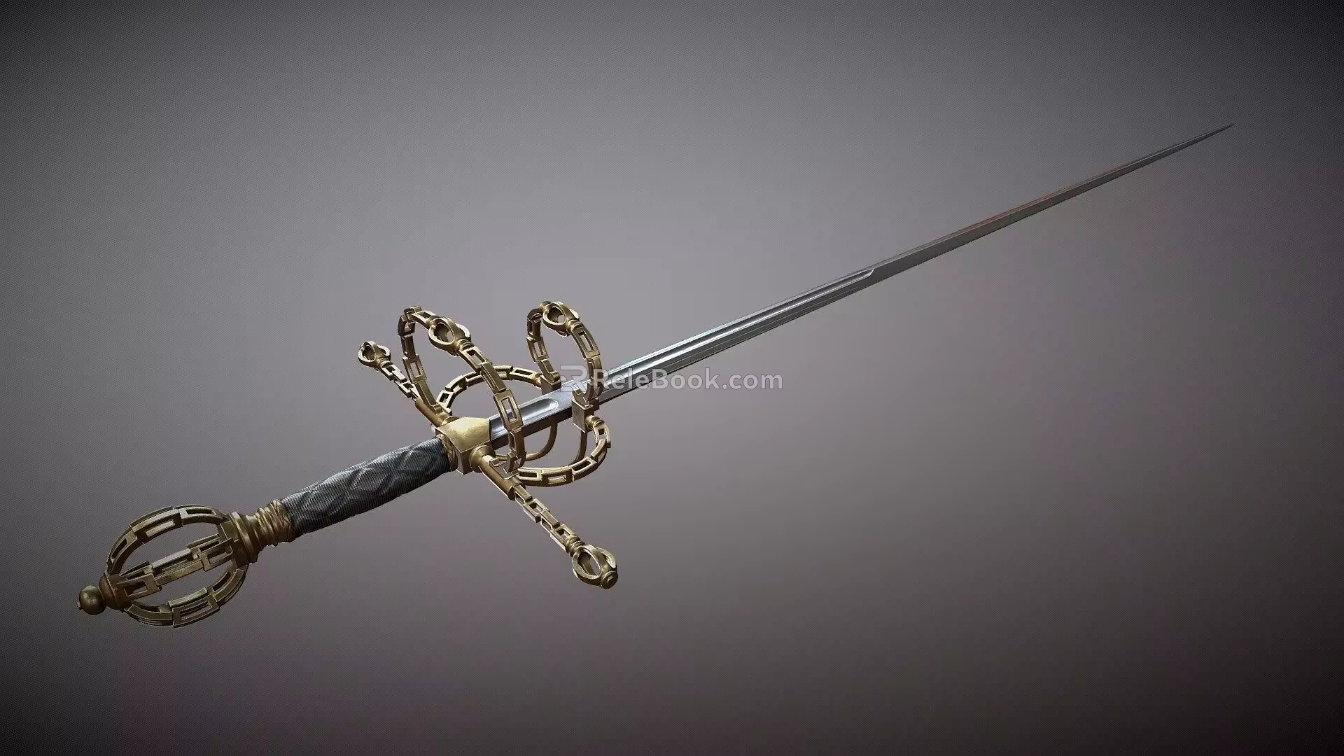 Thorn Sword with Chain Handle 3d model