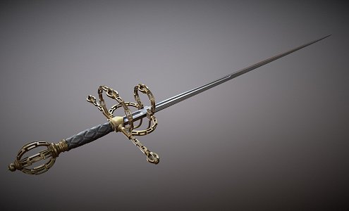 Thorn Sword with Chain Handle 3d model