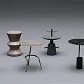 Stylish Modern Side Tables With Various Unique Designs And Round Tops 3d model