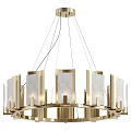 Modern Brass Chandelier With Circular Design And Marble Accent Rectangular Panels 3d model