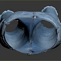Casual Blue Denim Jeans with Straight Leg Fit Front Pockets and Frayed Hem Details