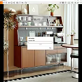 Modern Silent Sideboard Locker Coffee Machine Wine Bottle Wine Glass Ornaments Combination 3d model