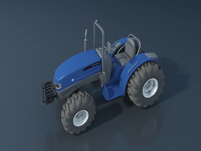Modern Blue Agricultural Tractor With Large Wheels And Functional Design 3d model