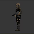 Tactical Operator In Full Gear With Helmet Goggles And Vest Standing On Gray Background
