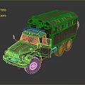 Vintage Army Green Six Wheel Drive Military Utility Vehicle With Roof Equipment