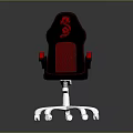 Black and Red Office Chair with Gaming Style Ergonomic Design Swivel Wheels and Red Armrests