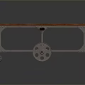 Vintage Wooden Cart With Two Tier Shelves And Metal Frame And Decorative Wheels For Storage