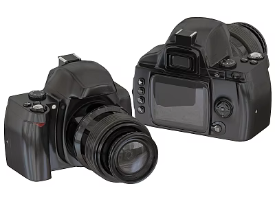 Professional Black Digital Cameras With Lens Display Screen And Control Buttons 3d model