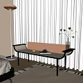 Modern-Ji Rattan Bed End Stool Shoe Changing Stool Bench Book Decoration Combination 3d model