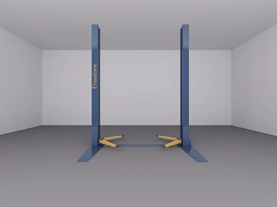 Industrial Equipment Two Post Heavy Duty Automotive Lift With Blue Columns And Yellow Supports 3d model