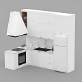 Modern White Kitchen Cabinets With Range Hood Sink Oven And Refrigerator 3d model