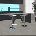 Modern Sleek Bar Stools In Contemporary Kitchen With Metal Base And Bar Counter