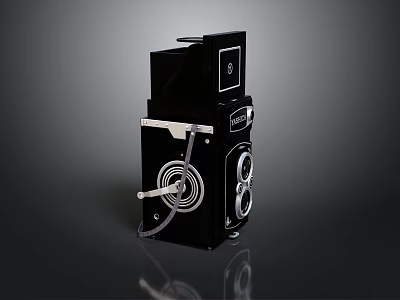 Vintage Black Rolleiflex Dual Lens Camera With Retro Design For Household Use 3d model