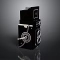 Vintage Black Rolleiflex Dual Lens Camera With Retro Design For Household Use