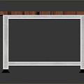 Red Wooden Plank Bench with Silver Metal Frame on Black Reflective Background