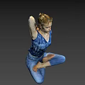 Game Movie Character In Blue Outfit Doing Cross Legged Floating Pose With Blurred Natural Background