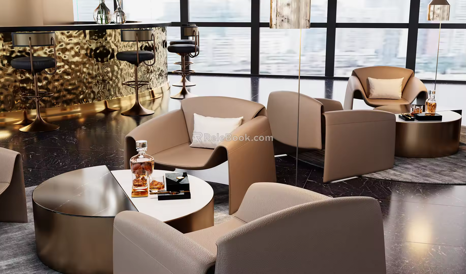 Modern Bar Negotiation Area 3d model