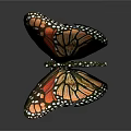 Detailed Monarch Butterfly With Spread Wings Vibrant Orange Black White Stained Glass Sculpture