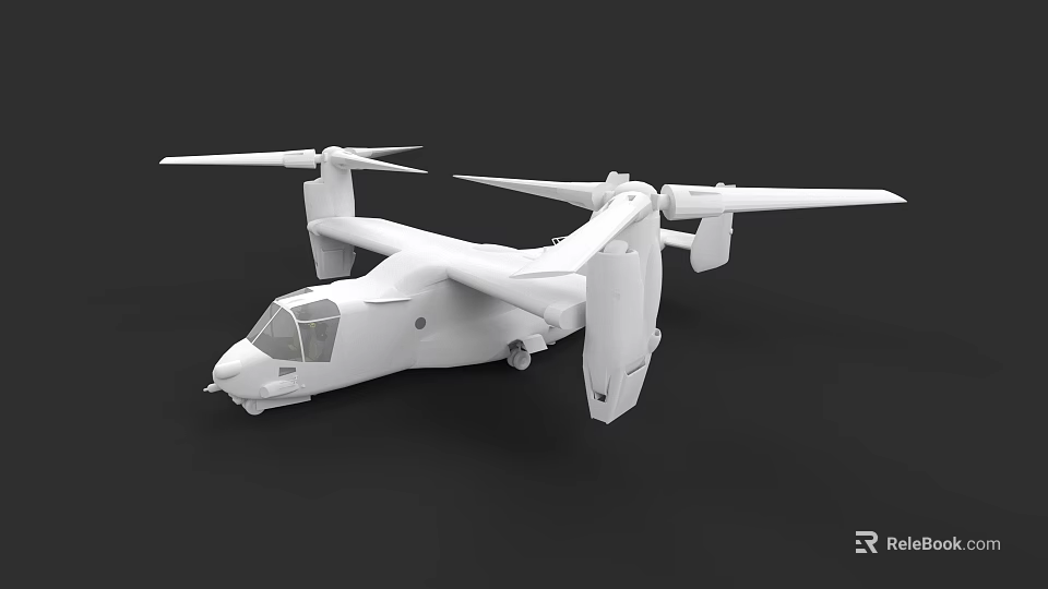 Detailed White 3D Tiltrotor Helicopter Model With Rotors Wings And Design 3d model 
