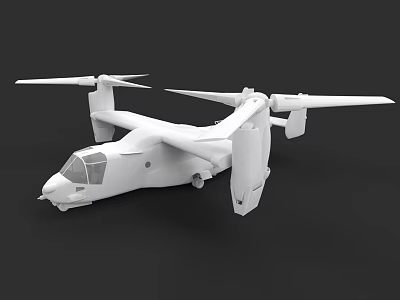 Detailed White 3D Tiltrotor Helicopter Model With Rotors Wings And Design 3d model