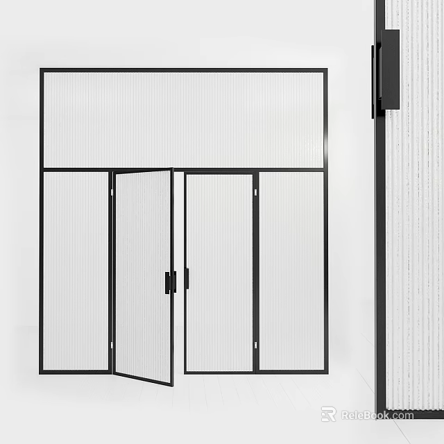 Modern Casement Door Design With Black Frame And Transparent Glass Panels 3d model 