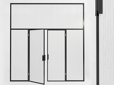 Modern Casement Door Design With Black Frame And Transparent Glass Panels 3d model