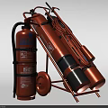 Red Fire Extinguishers On Wheel Cart Essential Fire Safety Equipment For Emergency