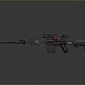 Modern Tactical Sniper Rifle With Scope Red Accents And Black Body Design