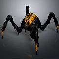 Black And Yellow Spider Like Creature With Multiple Legs Yellow Spiked Tips And Body Patterns