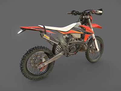 Orange and Black Motocross Motorcycle With Large Off Road Tires And White Seat 3d model