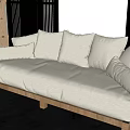 Middle style sofa double sofa 3d model