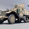 Military Tracked Armored Vehicle Mounted Machine Gun With Vintage Sand Colored Exterior