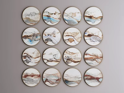 New Chinese Round Frame Painting Round Decorative Painting 3d model