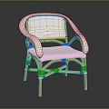 Modern Leisure Chair with White Wicker Seat Light Wooden Frame and Armrests Comfortable Design