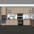 Sleek Modern Kitchen Interior Featuring Light Wood Cabinets Glass Door Upper Cabinets and Built-in Appliances