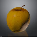 Fresh Ripe Orange Apple With Red Speckles And Stem On Dark Surface