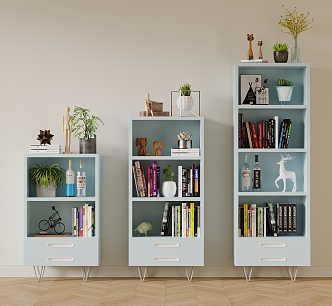 Modern Bookcase Storage Cabinet Book Decoration 3d model