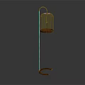 Standing Modern Decorative Ornament Set With Metal Birdcage Frame And Curved Base