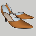 Brown Leather Pointed Toe Shoes With Stiletto Heel And Open Back Design