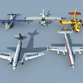 Colorful Toy Airplane Models Displayed In Various Designs And Different Colors