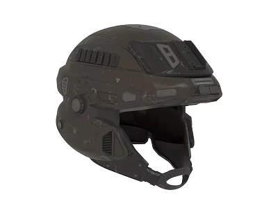 Tactical Military Helmet With Dark Brown Finish Visor Vents And Adjustable Strap Design 3d model
