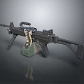 Modern Machine Gun With Ammunition Belt Magazine And Black Design Stand