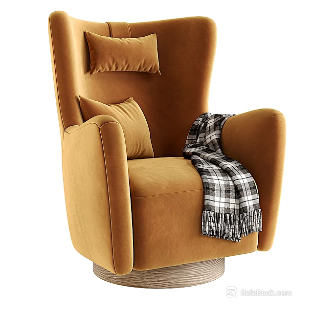 Brown Sofa And Coffee Table Set With Decorative Pillows And Plaid Blanket 3d model