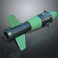Green And Black Military Missile With Tail Fins And Cylindrical Body Structure Design