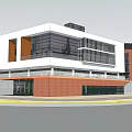 Modern School Neoclassical School Architecture 3d model