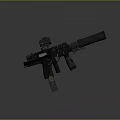 Modern Tactical Firearm with Black Body Red Dot Scope and Suppressor 3D Render 3d model