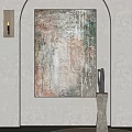 Modern Interior Decor with Abstract Painting Wall Lamp and Sculpture