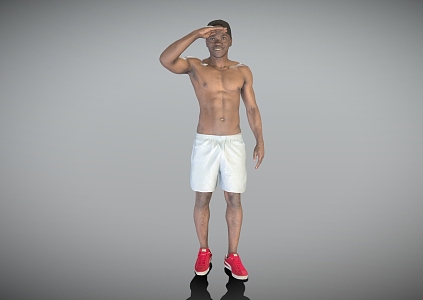 No shirt men white shorts men 3d model