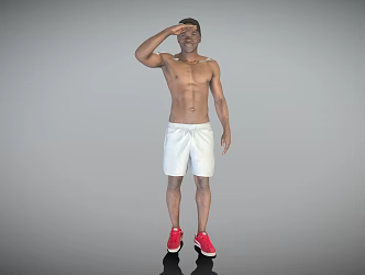 No shirt men white shorts men 3d model